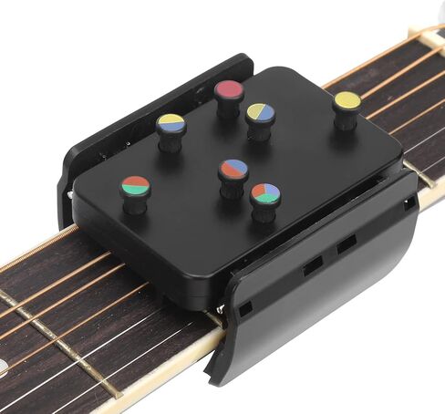 أداة ضغط القيثارة، مساعد وتر القيثارة بـ 6 ألوان، أدوات تعليمية مساعدة على القيثارة من النايلون مع دليل المستخدم، مشبك على وتر القيثارة مقاس 23 بوصة و26 بوصة، أسود، قطعة واحدة in Kuwait