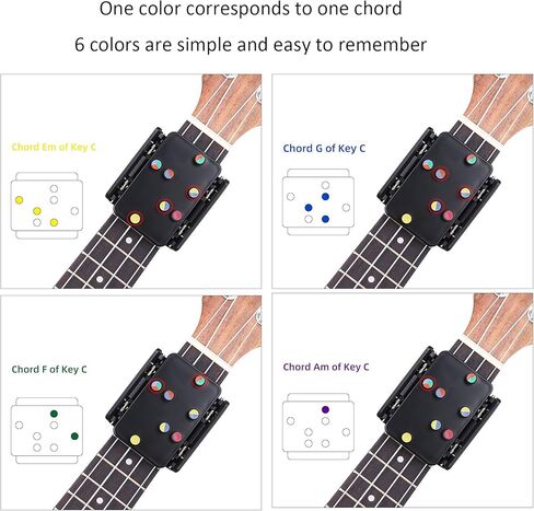 أداة ضغط القيثارة، مساعد وتر القيثارة بـ 6 ألوان، أدوات تعليمية مساعدة على القيثارة من النايلون مع دليل المستخدم، مشبك على وتر القيثارة مقاس 23 بوصة و26 بوصة، أسود، قطعة واحدة in Kuwait