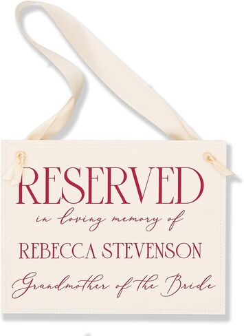 Personalized Reserved In Loving Memory Custom Name Chair Sign for Weddings and Events - Paper Cardstock Banner for Seating Made with Your Color Choice of Ribbon and Font in Saudi Arabia