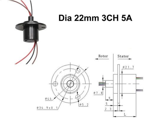 1 piece OD 22mm Wind Power Slip Ring 3 Channels 5A Connection Rotary Joint in Saudi Arabia