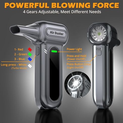 Electric Air Duster Cleaning Tools -180000RPM Super Power Cordless Air Duster, Rechargeable Brushless Motor Durable Blower, 4-Gear Adjustable Dust Blower for Computer, Keyboard and Car, Indoor Outdoor in Saudi Arabia