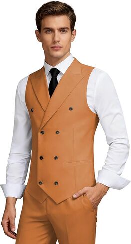 Men Suits for Wedding Slim Fit 2 Piece Double Breasted Suit Vest Grooms Tuxedo Business Prom Suits Vest and Pants in Kuwait
