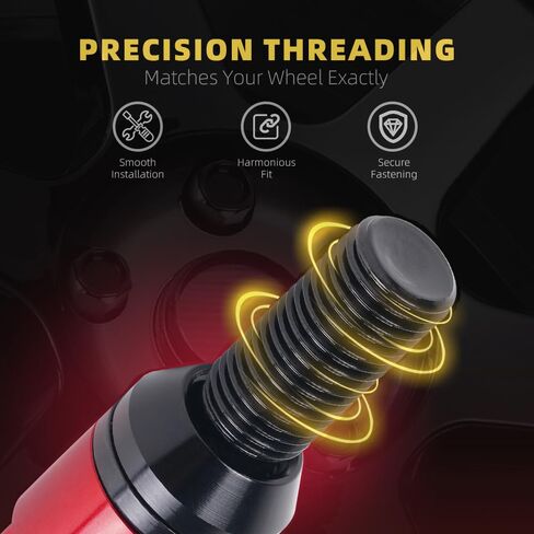 MUGE RACING M14X1.5 BOLT LUG LUG ، 20 PCS مسامير عجلة مقعد مخروطية ، مسامير صامدة مضادة للسرقة مع غطاء من الألومنيوم ، متوافق مع بويك ، BMW ، مرسيدس بنز ، أودي ، فولكس واجن وأكثر ، أسود ، أسود in Saudi Arabia