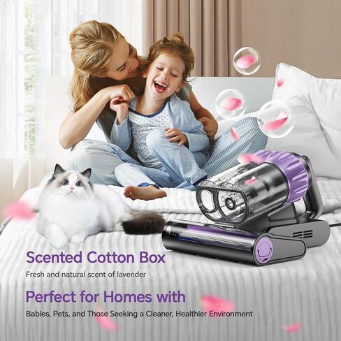 مكنسة كهربائية للمراتب، مكنسة كهربائية للسرير بقوة 18 كيلو باسكال مع ضوء 253.7 نانومتر للأشعة فوق البنفسجية، وحرارة 150 درجة فهرنهايت، وفلتر HEPA والموجات فوق الصوتية، مكانس محمولة متعددة الاستخدامات للسرير والأريكة والأريكة وأفكار هدايا الأطفال للنساء in Kuwait