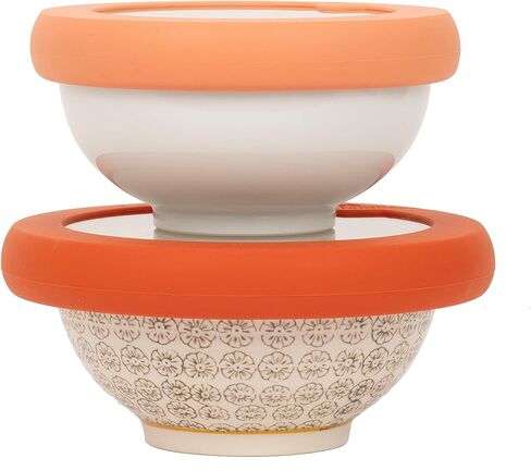 Food Huggers Replacement Lids for Glass Storage Containers | Silicone & Glass Lids that Don’t Crack | Fits Most Round Container Brands & Bowls | 100% Plastic Free | 2 Lid Set (S,M), Terracotta in Saudi Arabia