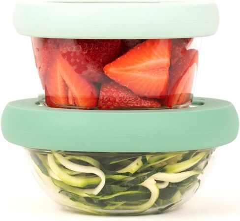 Food Huggers Replacement Lids for Glass Storage Containers | Silicone & Glass Lids that Don’t Crack | Fits Most Round Container Brands & Bowls | 100% Plastic Free | 2 Lid Set (S,M), Terracotta in Saudi Arabia