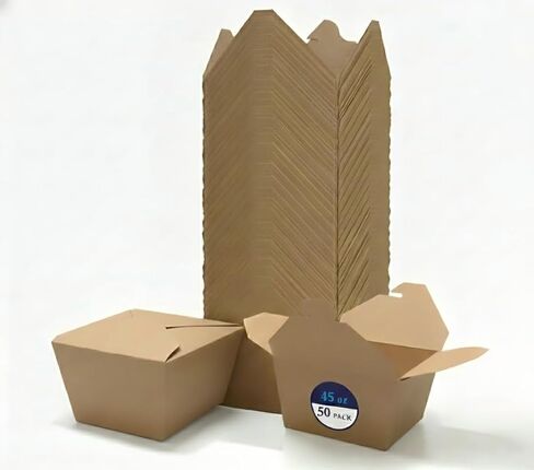 50 Pack 45 oz Take Out Food Containers, Leak & Grease Resistant Microwavable Freezer Safe, Kraft Cardboard Lunch To-Go Boxes, Disposables for Household Restaurant Office Party Picnic in Saudi Arabia