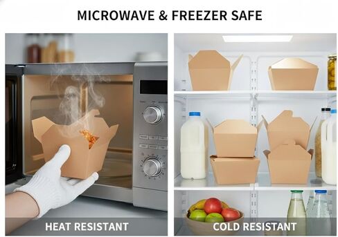 50 Pack 45 oz Take Out Food Containers, Leak & Grease Resistant Microwavable Freezer Safe, Kraft Cardboard Lunch To-Go Boxes, Disposables for Household Restaurant Office Party Picnic in Saudi Arabia