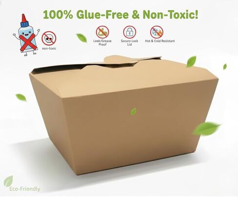 50 Pack 45 oz Take Out Food Containers, Leak & Grease Resistant Microwavable Freezer Safe, Kraft Cardboard Lunch To-Go Boxes, Disposables for Household Restaurant Office Party Picnic in Saudi Arabia