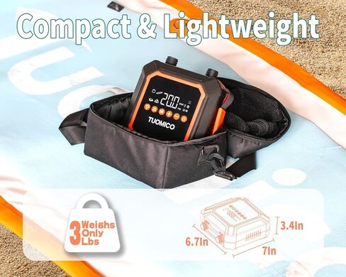 مضخة Tuomico Paddle Board الكهربائية بحد أقصى 20 رطل لكل بوصة مربعة، مضخة هواء عالية الضغط، إيقاف تلقائي، منفاخ محمول ومفرغ للقوارب المطاطية، قوارب الكاياك، الطائرات الورقية، عوامات السباحة، مرتبة 12 فولت تيار مستمر، قابس السيارة in Kuwait