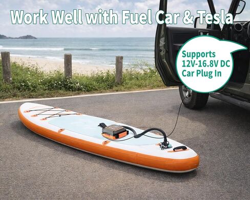 مضخة Tuomico Paddle Board الكهربائية بحد أقصى 20 رطل لكل بوصة مربعة، مضخة هواء عالية الضغط، إيقاف تلقائي، منفاخ محمول ومفرغ للقوارب المطاطية، قوارب الكاياك، الطائرات الورقية، عوامات السباحة، مرتبة 12 فولت تيار مستمر، قابس السيارة in Kuwait