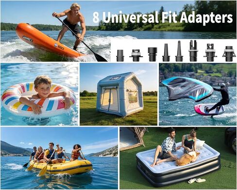 مضخة Tuomico Paddle Board الكهربائية بحد أقصى 20 رطل لكل بوصة مربعة، مضخة هواء عالية الضغط، إيقاف تلقائي، منفاخ محمول ومفرغ للقوارب المطاطية، قوارب الكاياك، الطائرات الورقية، عوامات السباحة، مرتبة 12 فولت تيار مستمر، قابس السيارة in Kuwait