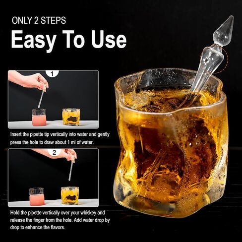 Whiskey Glass Dropper, Water Dropper Pipette for Diluting Whiskey, Bourbon, Spirits - Compact with Gift Box - Ideal for Enthusiasts & Connoisseurs in Kuwait
