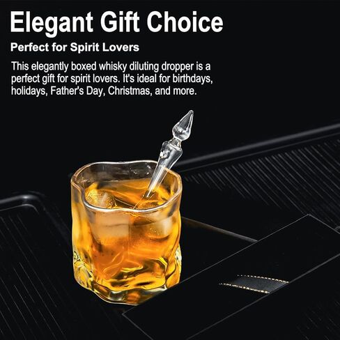 Whiskey Glass Dropper, Water Dropper Pipette for Diluting Whiskey, Bourbon, Spirits - Compact with Gift Box - Ideal for Enthusiasts & Connoisseurs in Kuwait
