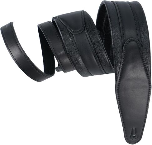 حزام جيتار جلدي من RAUYIVANY، بعرض 2.95 بوصة، وطول قابل للتعديل 53.94-59.06 بوصة، أسود، متوافق مع الجيتار الكهربائي والصوتي in Kuwait