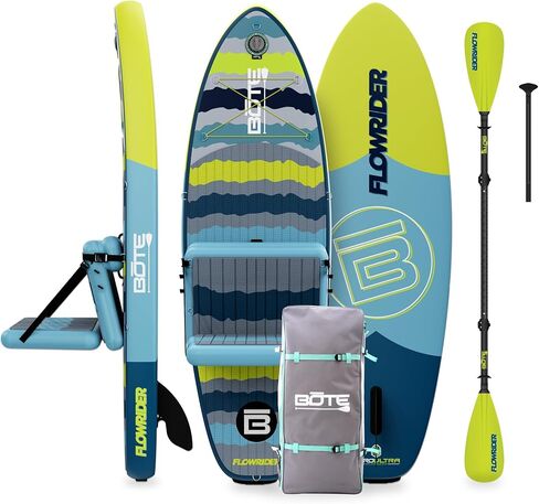BOTE 8' FT Flow Rider Aero Inflatable Stand Up Paddle Board Hybrid Kayak Kit Includes Adjustable Aero SUP seat Adaptable Kayak iSUP Packable Paddle iSUP Travel Bag Blow Up Pump in Kuwait