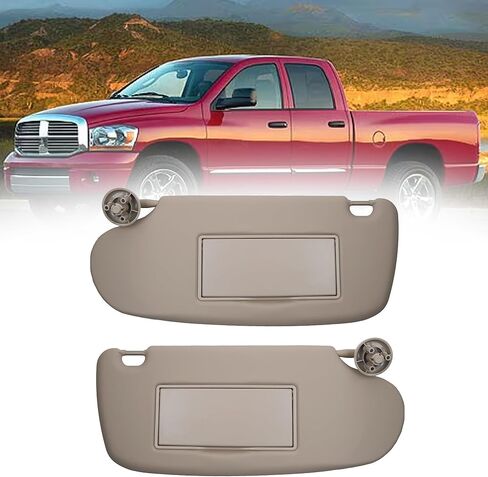 Dasbecan Gray Pair Car Sun Visor Compatible with Dodge Ram 1500 2500 3500 2002 2003 2004 2005 2006 2007 2008 2009 Replaces# 1CT18TL2AA 1CT11TL2AA in Kuwait