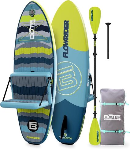 BOTE 8' FT Flow Rider Aero Inflatable Stand Up Paddle Board Hybrid Kayak Kit Includes Adjustable Aero SUP seat Adaptable Kayak iSUP Packable Paddle iSUP Travel Bag Blow Up Pump in Kuwait