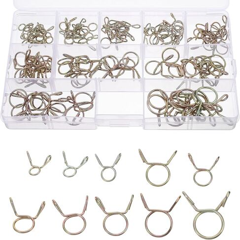 Baluue 120pcs Zinc-plated Spring Hose Clamps Heavy Duty Tube Clips Set for Fuel Lines and Water Pipes Industrial Tubing Clamps Assortment Kit for Plumbing and Automotive Use in Saudi Arabia
