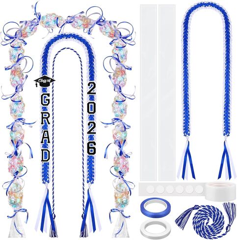 تخرج الشريط LEI فئة 2025 التخرج Leis Kit Grad Handmade Double Lovelace Netclace Honor مع Tassel و Number Patch مجموعة هدية مدرسة التخرج (Red) in Kuwait