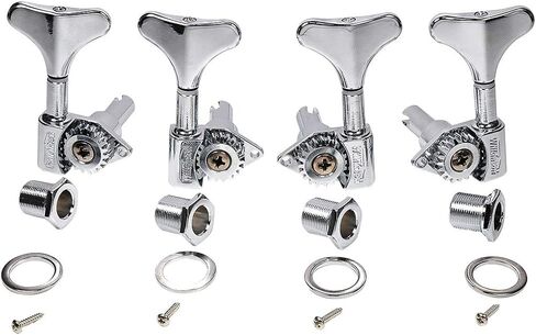 Wilkinson 2R2L 20:1 Ratio Bass Tuners Machine Heads Tuning Pegs Keys Set for Ibanez Style Electric Bass, Chrome in Saudi Arabia