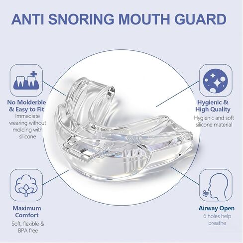 قطعة فم مضادة للشخير - واقي فم ليلي قابل للتعديل لطحن الأسنان، واقي فم للشخير للرجال والنساء -Z2 in Kuwait