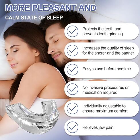 قطعة فم مضادة للشخير - واقي فم ليلي قابل للتعديل لطحن الأسنان، واقي فم للشخير للرجال والنساء -Z2 in Kuwait