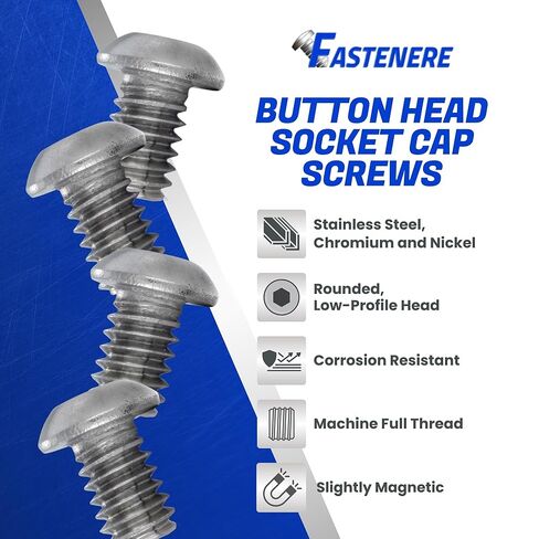 براغي غطاء مقبس رأس زر Fastenere - 2-56 × 1/8 بوصة (100 حزمة) من الفولاذ المقاوم للصدأ 18-8، خيط كامل، لمسة نهائية ساطعة، مقاومة للتآكل، خيط الآلة، سهلة التركيب مع محرك مقبس Allen in Saudi Arabia
