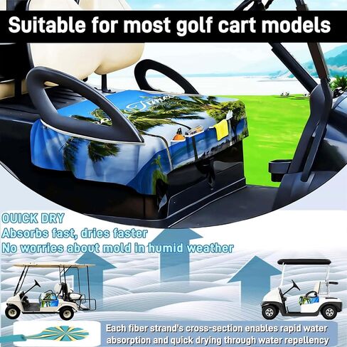 أغطية مقاعد عربة الجولف - بطانية مقعد تبريد سريعة الجفاف مع 4 جيوب أمامية، فتحات مسند ذراع مرنة، تناسب EZGO Yamaha Club Car EPIC، شخصين من الألياف الدقيقة من الجلد السويدي، ممتصة للعرق، طوال المواسم in Kuwait