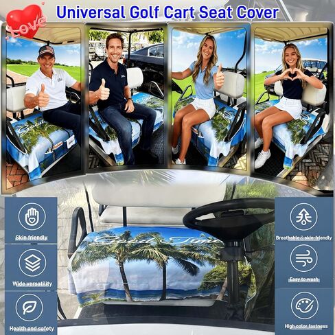 أغطية مقاعد عربة الجولف - بطانية مقعد تبريد سريعة الجفاف مع 4 جيوب أمامية، فتحات مسند ذراع مرنة، تناسب EZGO Yamaha Club Car EPIC، شخصين من الألياف الدقيقة من الجلد السويدي، ممتصة للعرق، طوال المواسم in Kuwait