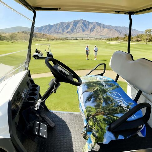 أغطية مقاعد عربة الجولف - بطانية مقعد تبريد سريعة الجفاف مع 4 جيوب أمامية، فتحات مسند ذراع مرنة، تناسب EZGO Yamaha Club Car EPIC، شخصين من الألياف الدقيقة من الجلد السويدي، ممتصة للعرق، طوال المواسم in Kuwait