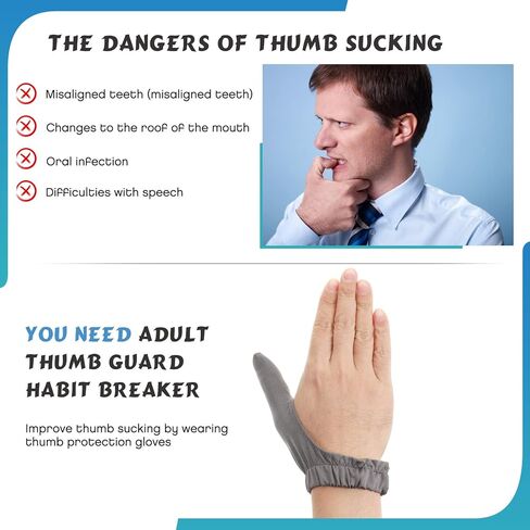 Adult Thumb Guard Habit Thumb Sucking Thumb Cover Thumb Glove to Help Stop Skin Picking Thumb Sucking and Hair Pulling(Gray) in Saudi Arabia