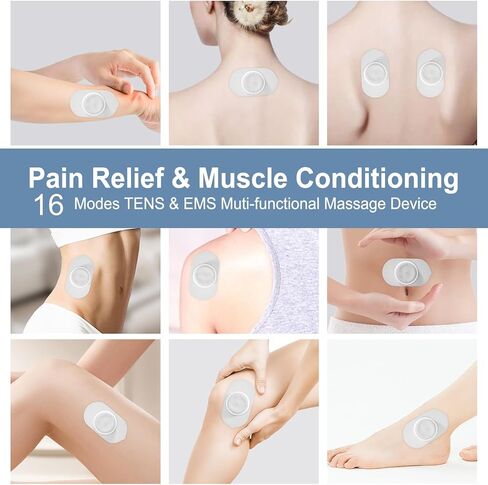 وحدة TENS - محفز العضلات اللاسلكي لتخفيف الألم، جهاز EMS مزدوج القناة 16 شدة للعشرات، جهاز مساج محمول لاسلكي قابل لإعادة الشحن بشاشة LED للقدمين والساق والكتف وأسفل الظهر والرقبة in Saudi Arabia