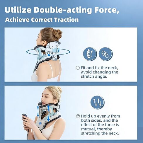جهاز جر الرقبة لتخفيف الألم، جهاز جر عنق الرحم مع مضخة هواء كهربائية، ممتد للرقبة قابل للتعديل للاستخدام المنزلي، خفيف الوزن ومحمول لدعم الرقبة للرجال والنساء (أزرق) in Kuwait