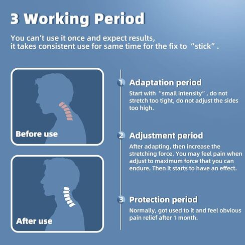 جهاز جر الرقبة لتخفيف الألم، جهاز جر عنق الرحم مع مضخة هواء كهربائية، ممتد للرقبة قابل للتعديل للاستخدام المنزلي، خفيف الوزن ومحمول لدعم الرقبة للرجال والنساء (أزرق) in Kuwait