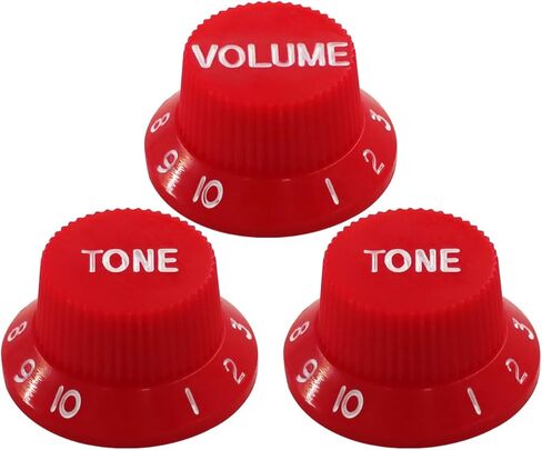 Guitar Knob Set,1 Volume & 2 Tone Knobs,Fits Fender Strat Style Electric Guitars, Compatible with 18 Spline Potentiometer Shafts,White with Golden Scale in Saudi Arabia