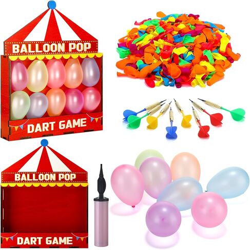 مجموعة ألعاب Seenelling Balloon Dart Carnival صندوق خشبي بطابع الكرنفال مع 500 بالون 8 نقاط لاصقة ملونة لألعاب السهام وحفلات أعياد الميلاد في الفناء الخلفي للحديقة مقاس 16.5 بوصة × 12.5 بوصة × 4.5 بوصة in Saudi Arabia