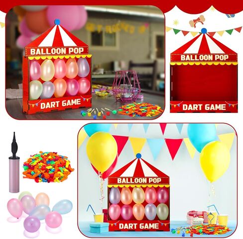 مجموعة ألعاب Seenelling Balloon Dart Carnival صندوق خشبي بطابع الكرنفال مع 500 بالون 8 نقاط لاصقة ملونة لألعاب السهام وحفلات أعياد الميلاد في الفناء الخلفي للحديقة مقاس 16.5 بوصة × 12.5 بوصة × 4.5 بوصة in Saudi Arabia