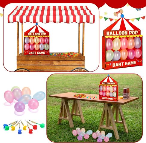 مجموعة ألعاب Seenelling Balloon Dart Carnival صندوق خشبي بطابع الكرنفال مع 500 بالون 8 نقاط لاصقة ملونة لألعاب السهام وحفلات أعياد الميلاد في الفناء الخلفي للحديقة مقاس 16.5 بوصة × 12.5 بوصة × 4.5 بوصة in Saudi Arabia