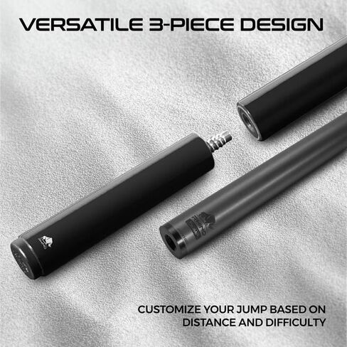 RHINO Carbon Fiber Jump Cue, 3-Piece Billiard Jump Stick, 13.9mm Bakelite Tip, 3/8-8 Stainless Steel, Professional Jumping Performance in Saudi Arabia