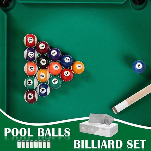 Vinsot 100 Pieces Pool Table Accessories, 16 Billiard Balls, 2 Sets of Pool Cues, Triangular Diamond Ball Rack, Cue Chalk, Cue Heads and Ball Brush Set and Other Billiard Accessories in Saudi Arabia