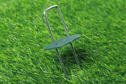 100 Pack 6 Inch Heavy Duty Galvanized Landscape Staples with 100 Buffer Washers U Shaped Garden Sod Pins for Weed Barrier Fabric Artificial Turf Ground Cover and Landscape Projects in Saudi Arabia
