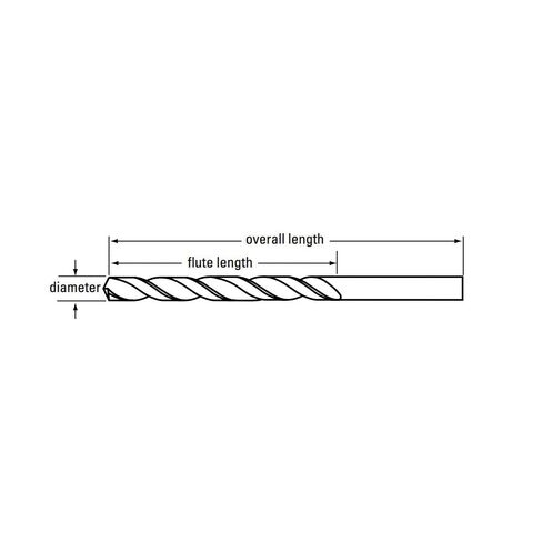 Chicago-Latrobe 50349 120 General Purpose Taper Length Drill, #59 Drill - Wire, 0.041 in Drill - Decimal Inch, 2-1/4 in OAL, HSS, Black Oxide (12 Each) in Saudi Arabia