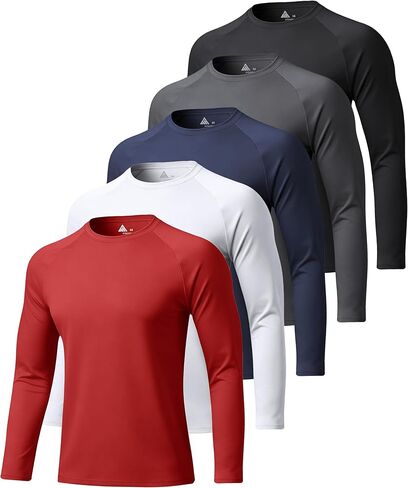 ZITY 5 Pack Long Sleeve Shirts for Men UPF 50+ Sun Protection Fast Dry Lightweight Fishing Swim Rash Guard Workout Shirt in Saudi Arabia