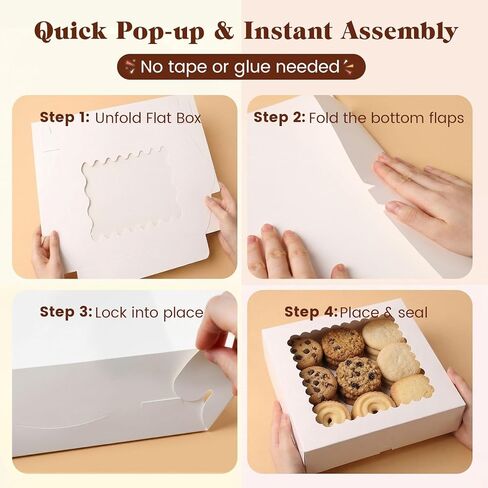VGOODALL 7PCS Pie Boxes, 10x10x2.5Inches Donut Boxes White Bakery Boxes with Window for Pies Donuts Cookies Muffins Chocolates Party Valentine's Day in Kuwait