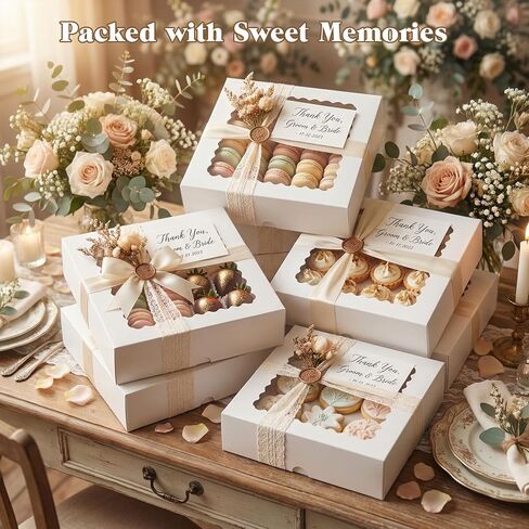 VGOODALL 7PCS Pie Boxes, 10x10x2.5Inches Donut Boxes White Bakery Boxes with Window for Pies Donuts Cookies Muffins Chocolates Party Valentine's Day in Kuwait