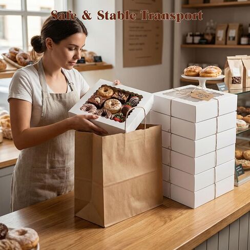VGOODALL 7PCS Pie Boxes, 10x10x2.5Inches Donut Boxes White Bakery Boxes with Window for Pies Donuts Cookies Muffins Chocolates Party Valentine's Day in Kuwait