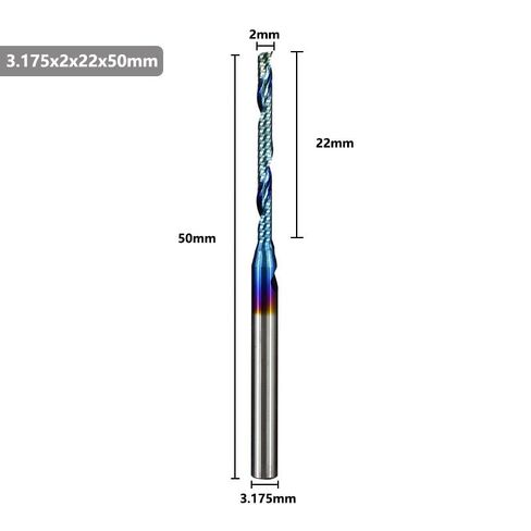 1 قطعة فلوت مفرد O فلوت مطحنة نهاية حلزونية 3.175 مم عرقوب مطحنة نهاية فلوت واحدة نانو أزرق مطلي CNC راوتر بت لولبية طحن لقمة طحن حلزونية للألمنيوم والأكريليك PVC MDF البلاستيك in Kuwait
