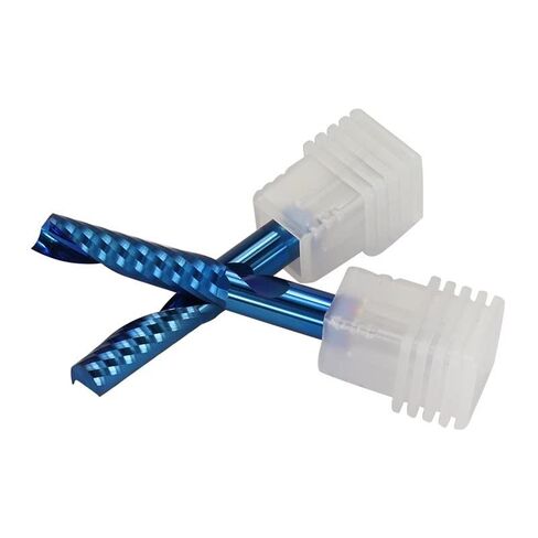 1 قطعة فلوت مفرد O فلوت مطحنة نهاية حلزونية 3.175 مم عرقوب مطحنة نهاية فلوت واحدة نانو أزرق مطلي CNC راوتر بت لولبية طحن لقمة طحن حلزونية للألمنيوم والأكريليك PVC MDF البلاستيك in Kuwait