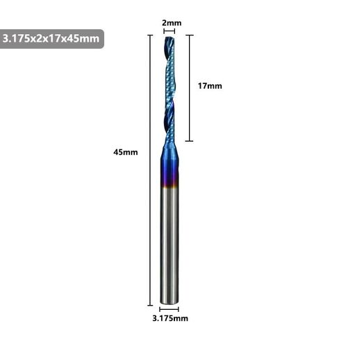 1pcs Single Flute O Flute Spiral End Mill 3.175mm Shank Single Flute End Mill Nano Blue Coated CNC Router Bit Spiral Milling Bit for Aluminum Acrylic PVC MDF Plastic in Saudi Arabia